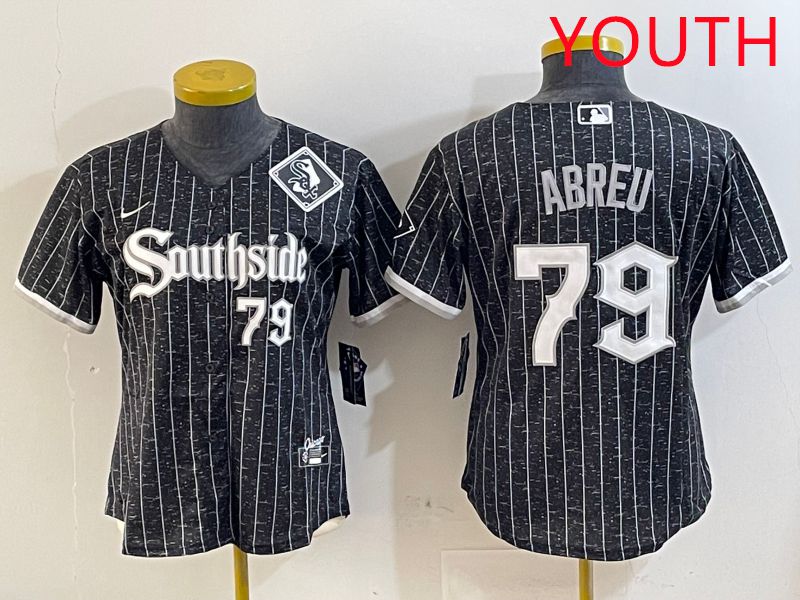 Youth Chicago White Sox #79 Abreu Black Stripe City Edition Game 2025 Nike MLB Jersey style 2->youth mlb jersey->Youth Jersey